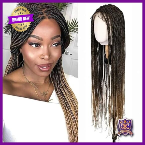 30 Inch Glueless Double Lace Braided Wig with Baby Hair Human Blend main image 5